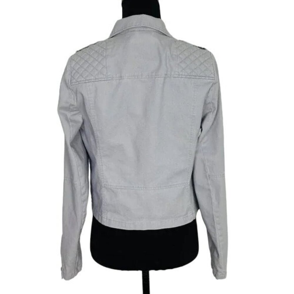 7 For All Mankind Gray Moto Quilted Cropped Jacket - Picture 7 of 7